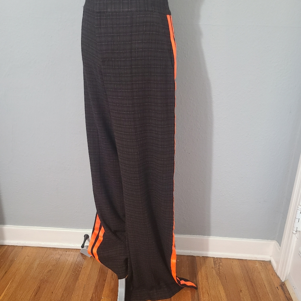 Alice + Olivia Dylan High Rise Brown Black Plaid Orange Detail Pant‎ Size 14